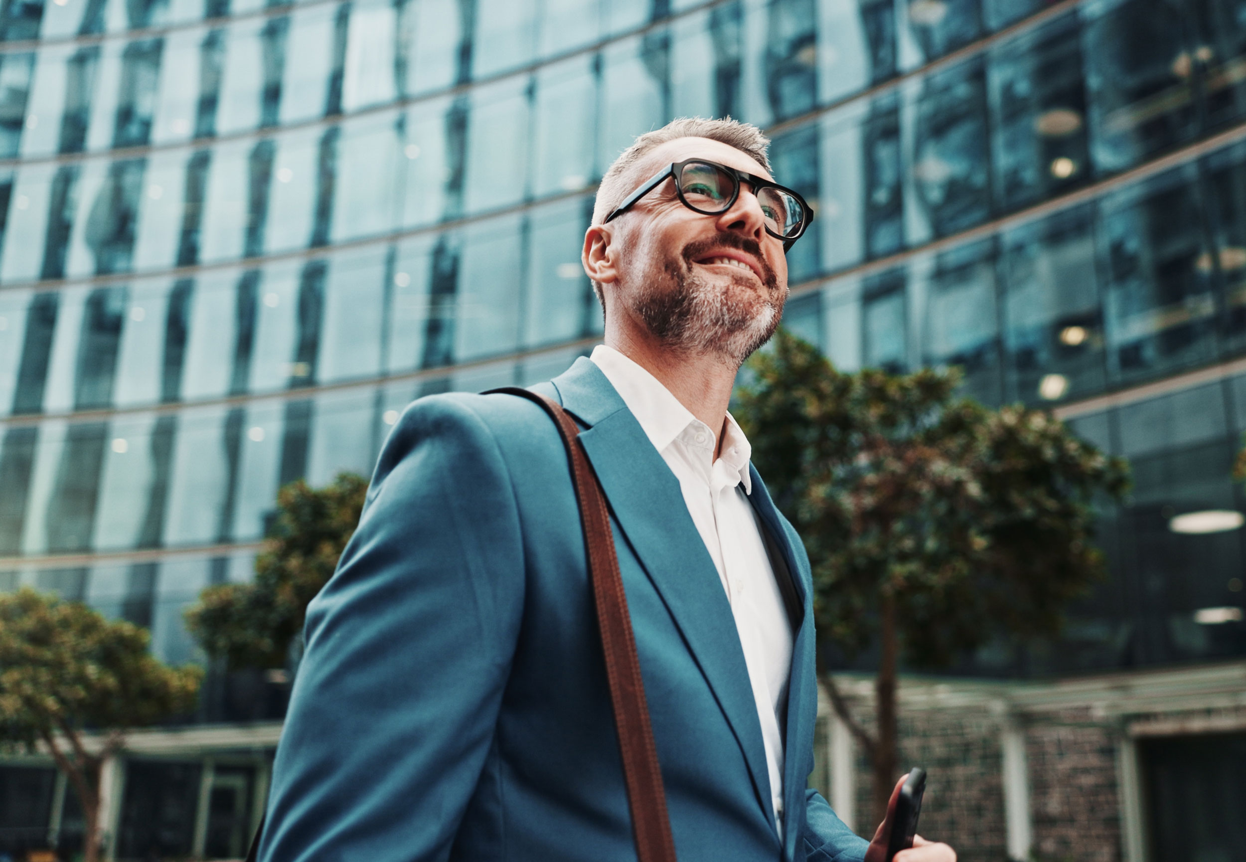 Man in suit in a downtown district
